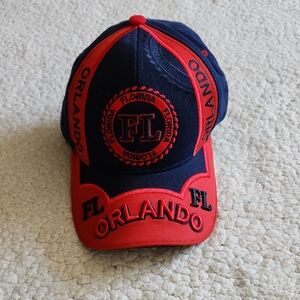 Orlando Florida Navy and Red Baseball Cap Embroidered Classic Fit Velcro Closure
